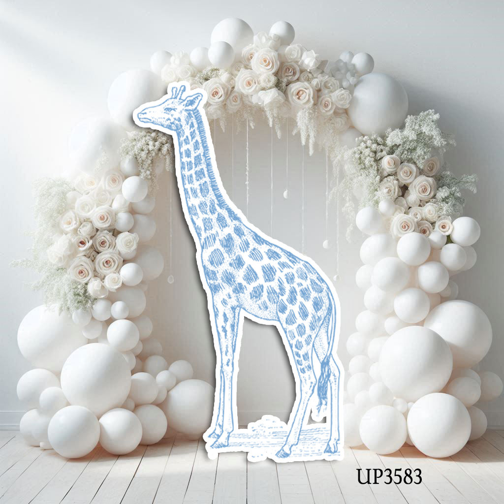UP3583 7FT BLUE GIRAFFE W/ CENTERPIECES