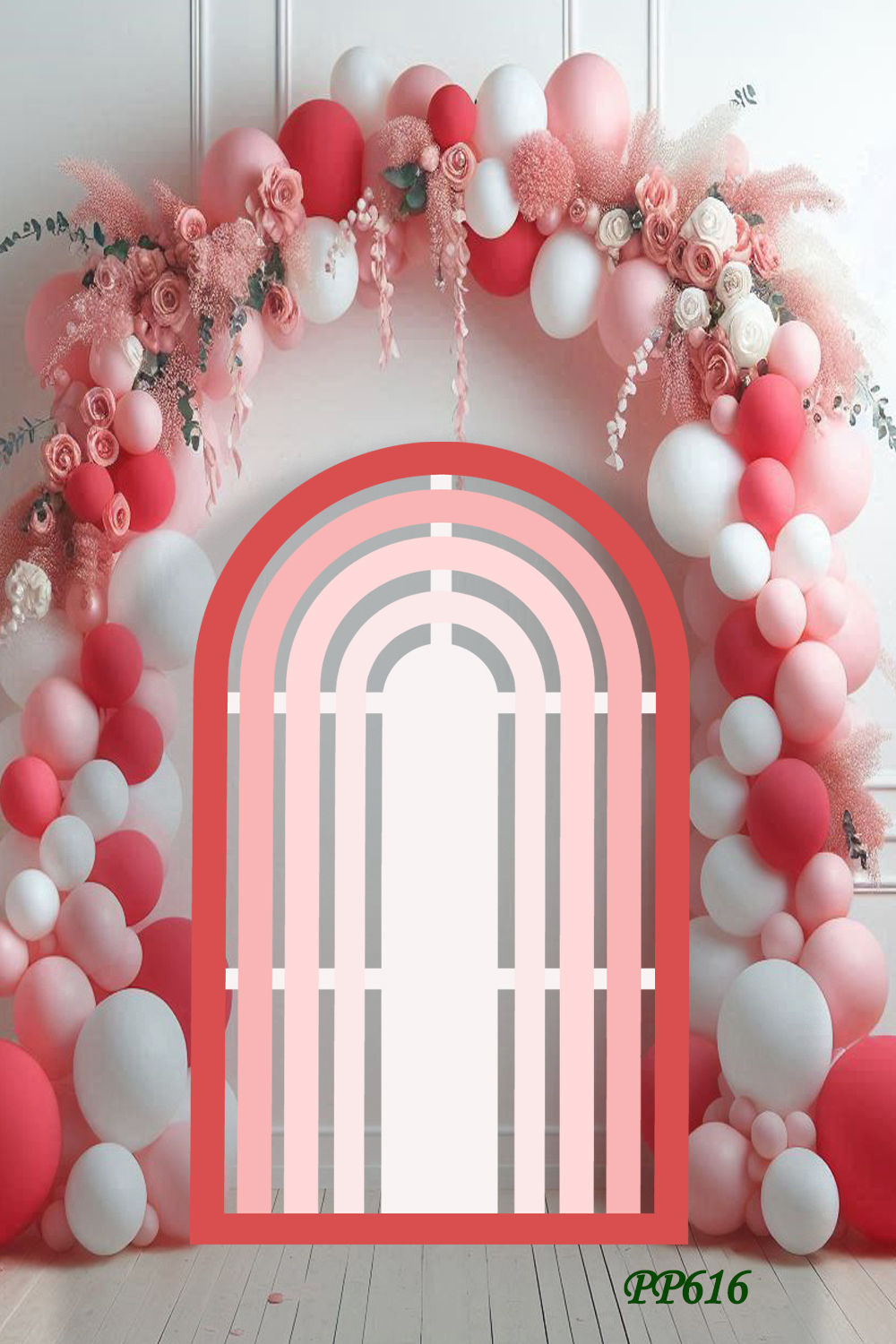 PP616 RED PINK RAINBOW ARCH 4'X6'