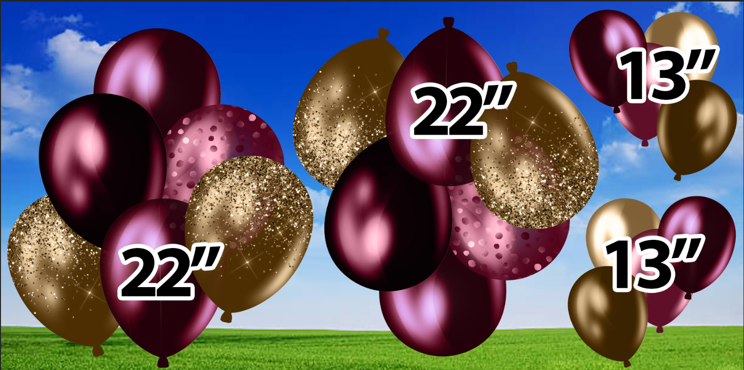 YC398 BURGANDY GOLD BALLOONS