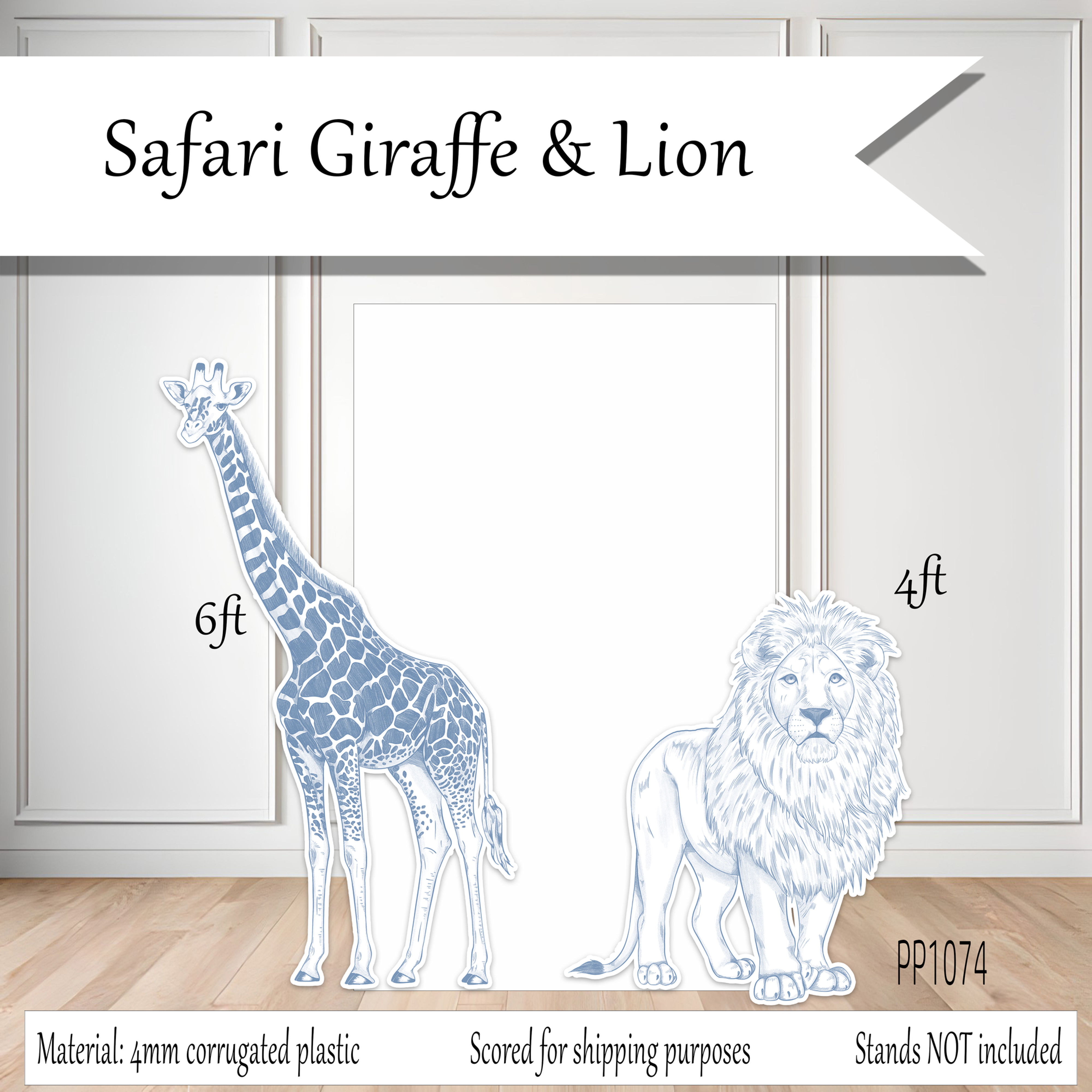 PP1074 GIRAFFE LION BLUE TOILE FS