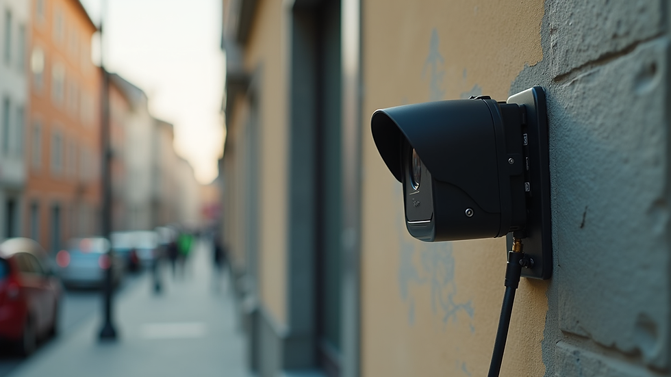 Close-up view of Tiandy 5MP turret camera mounted on a wall