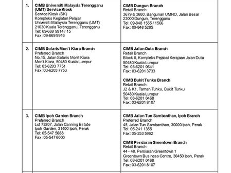 말레이시아 CIMB 클로징 지점 및 대체 지점 안내 (8월 4일 기준)