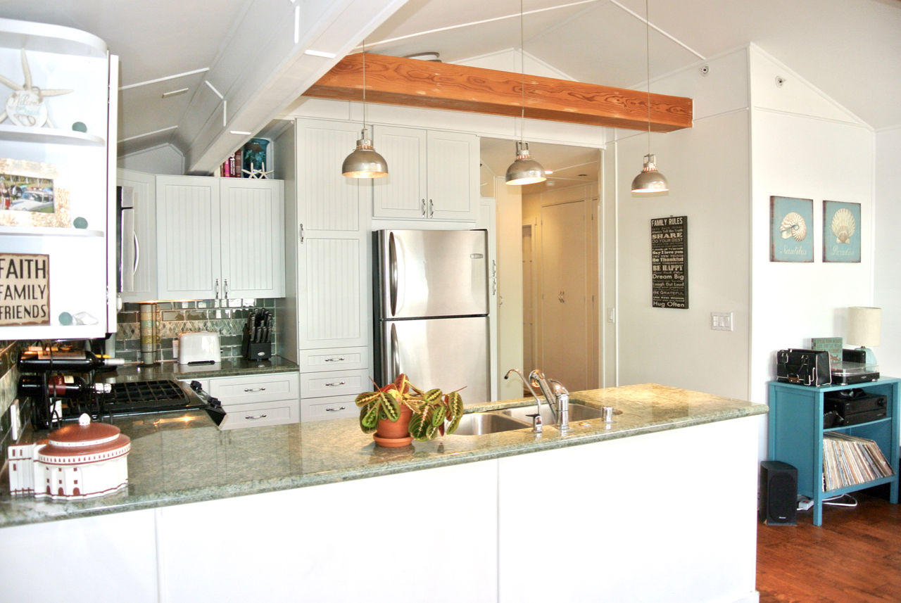 Kitchen with doorway to hall
