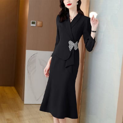 Beaded Professional Stitching Midi Skirt for Women