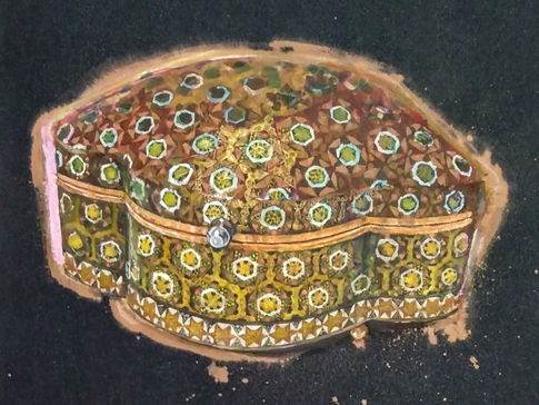 11-Wafa Amrouche-Coffret oriental-Acrylique sur velours.jpg