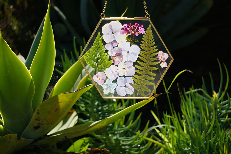 Thumbnail: Custom Gold Hexagonal Pressed Flower Frame
