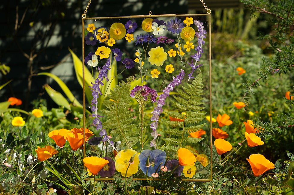 Thumbnail: Custom Multicolor Flower Gold Rim Hanging Frame