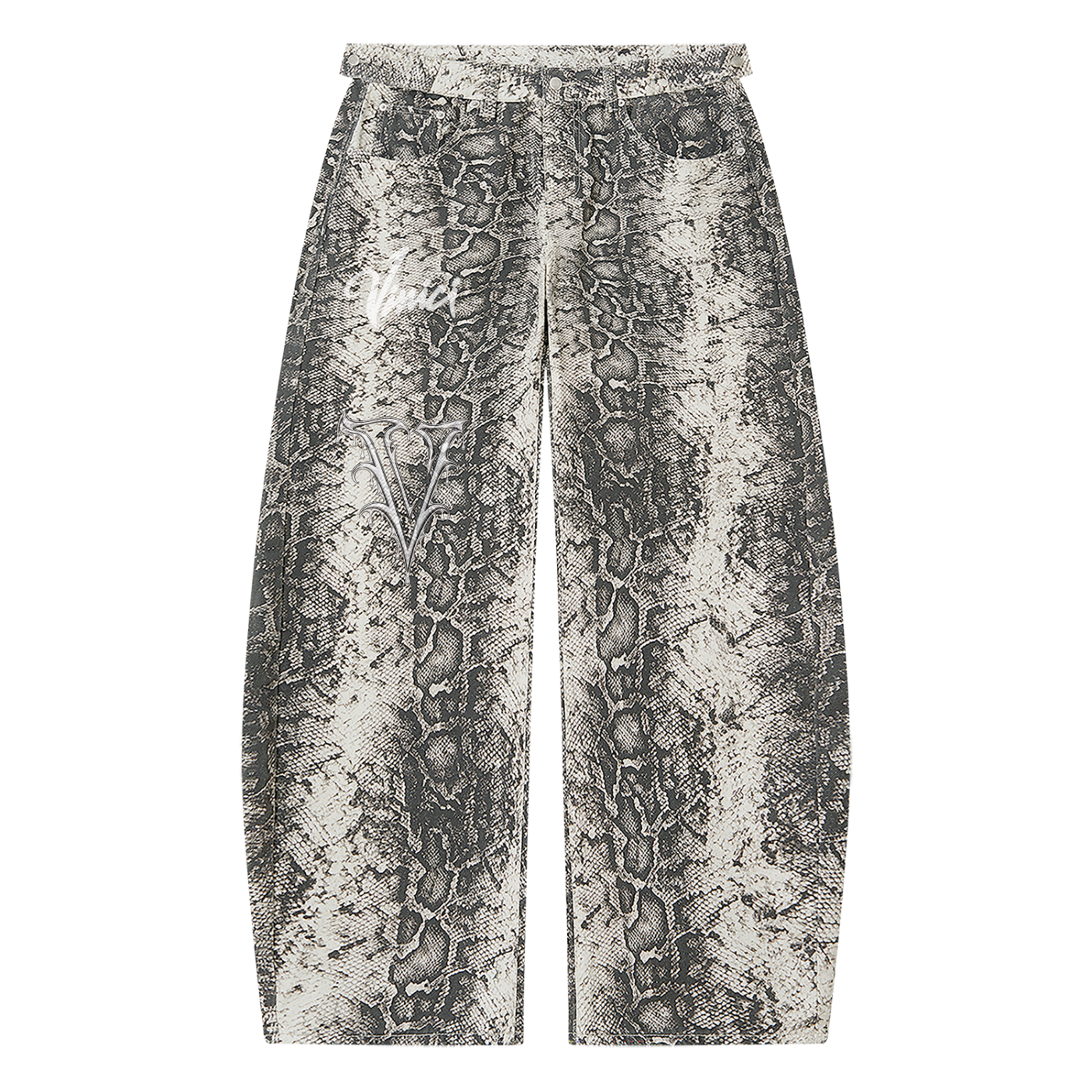 Vinici Men's Snake Print Barrel Leg Pants