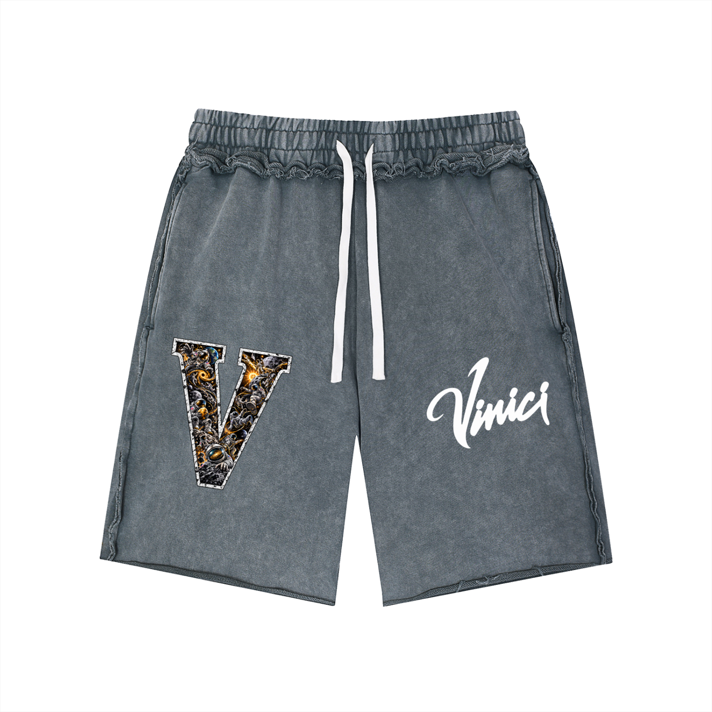 Vinici Unisex Mineral Wash Raw Edge Shorts