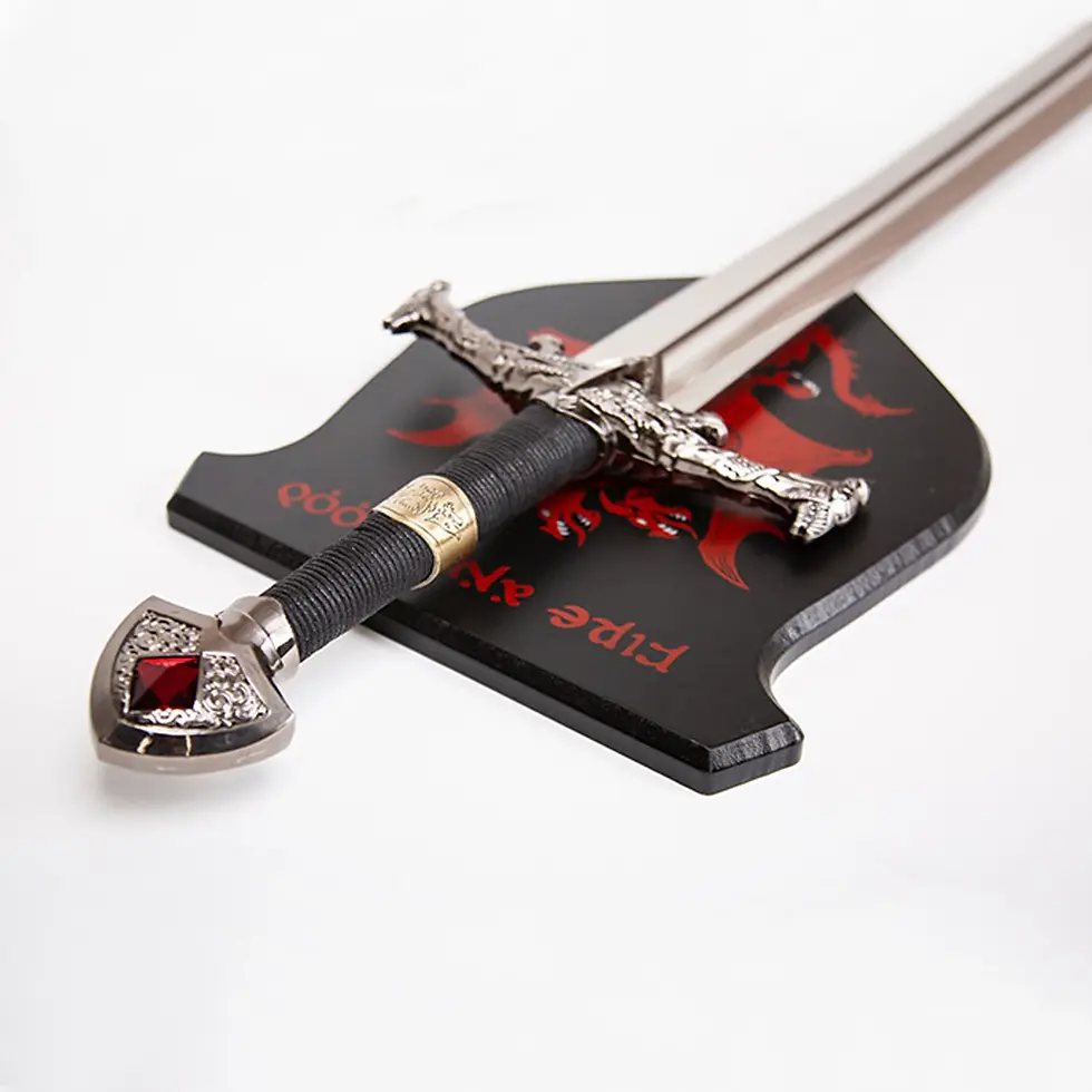 Thumbnail: Blackfyre stainless steel blade close-up — darkened Valyrian finish