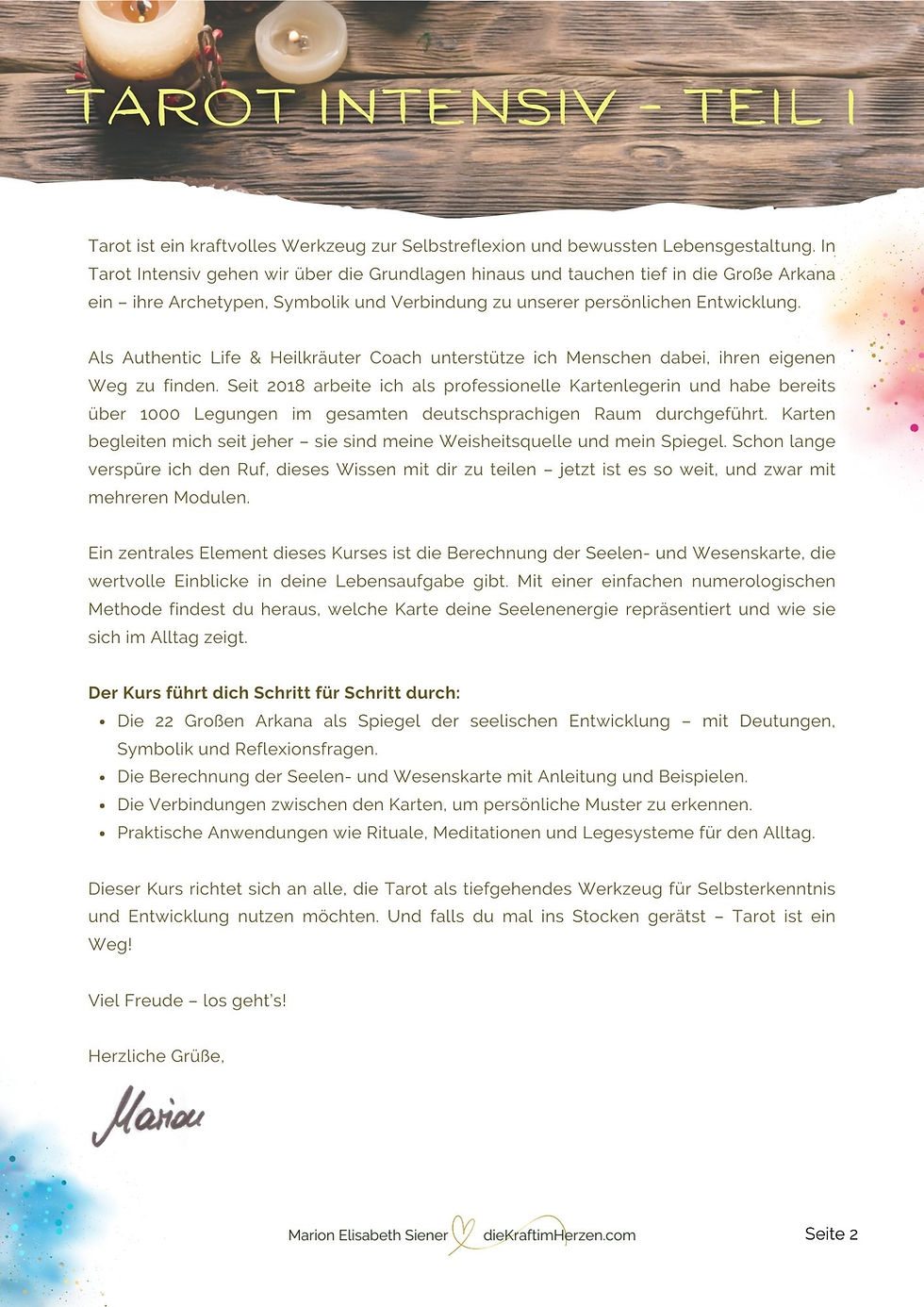 Miniaturbild: Willkommensseite Tarot Intensiv