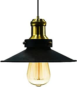 Pendente Nordic Industrial 22 Cm Vintage Preto com Dourado