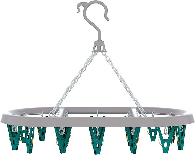 Mini Varal Oval com 24 Prendedores na cor verde, LAV6803, Flash Limp