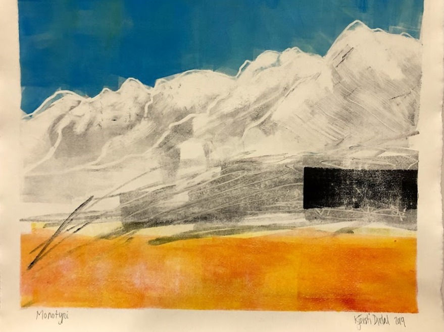 Original contemporary landscape painting inspired by natural scenery in Norway