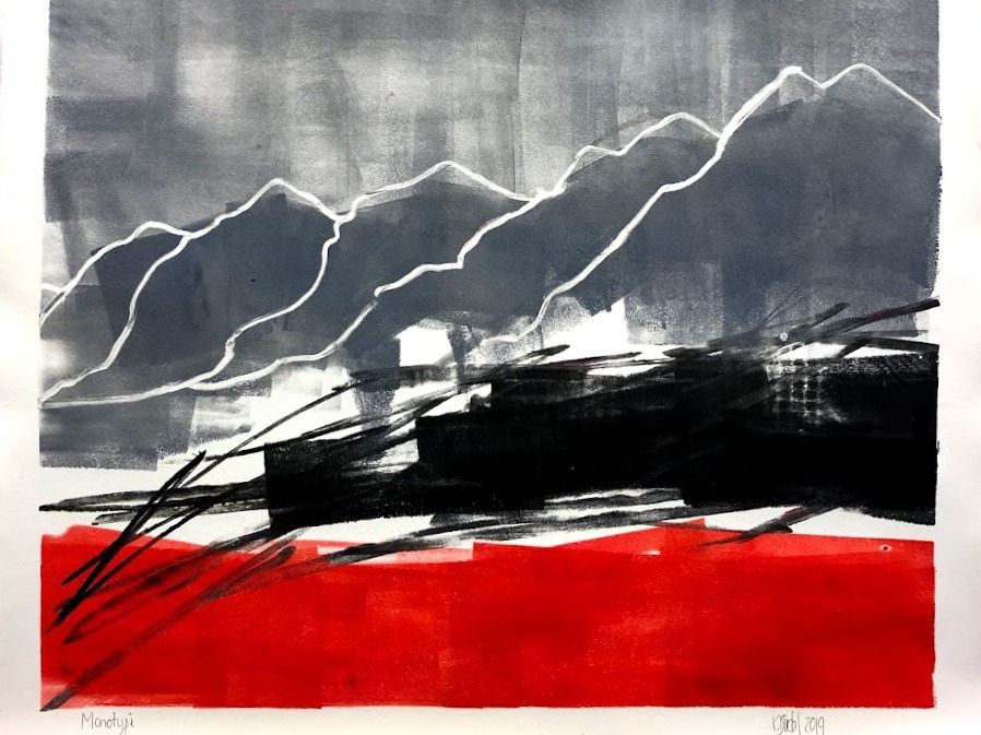 Original contemporary landscape painting inspired by natural scenery in Norway