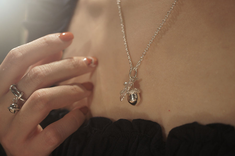 縮圖：MW P1187 Mini Silver Acorn Pendant