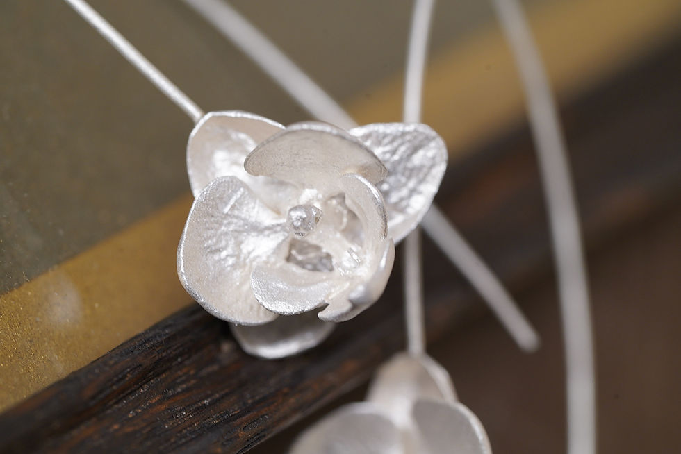縮圖：MW E1021 The 925 Silver Orchid Earrings