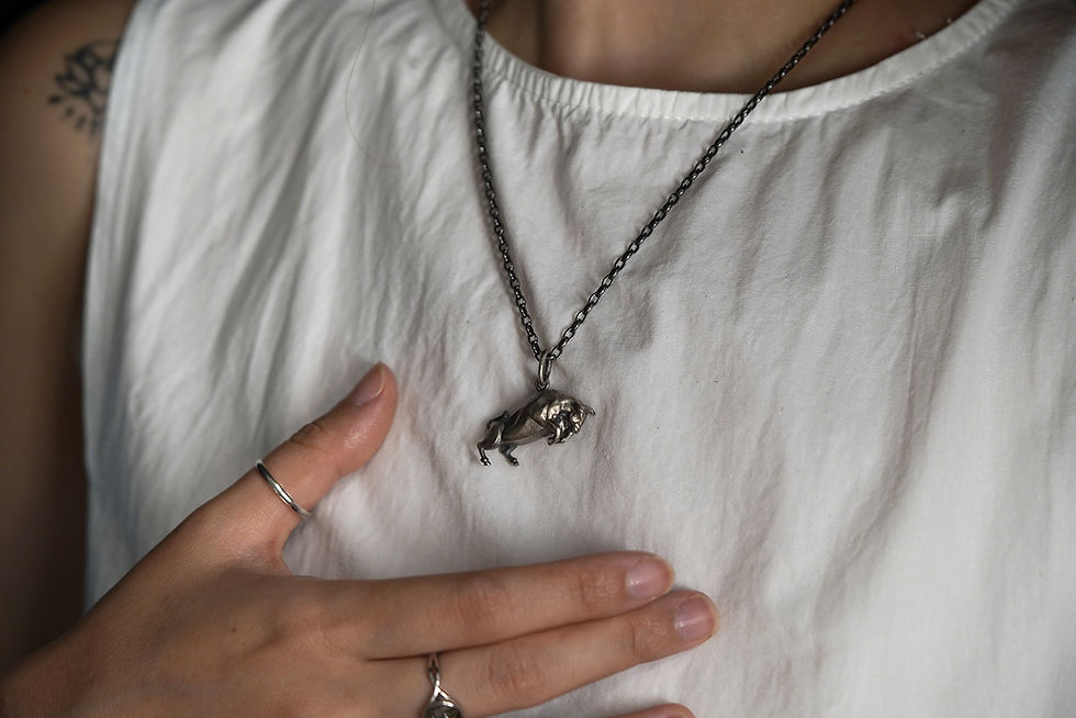 縮圖：MW P1168 925 Silver Bull Pendant (Chain is not included)