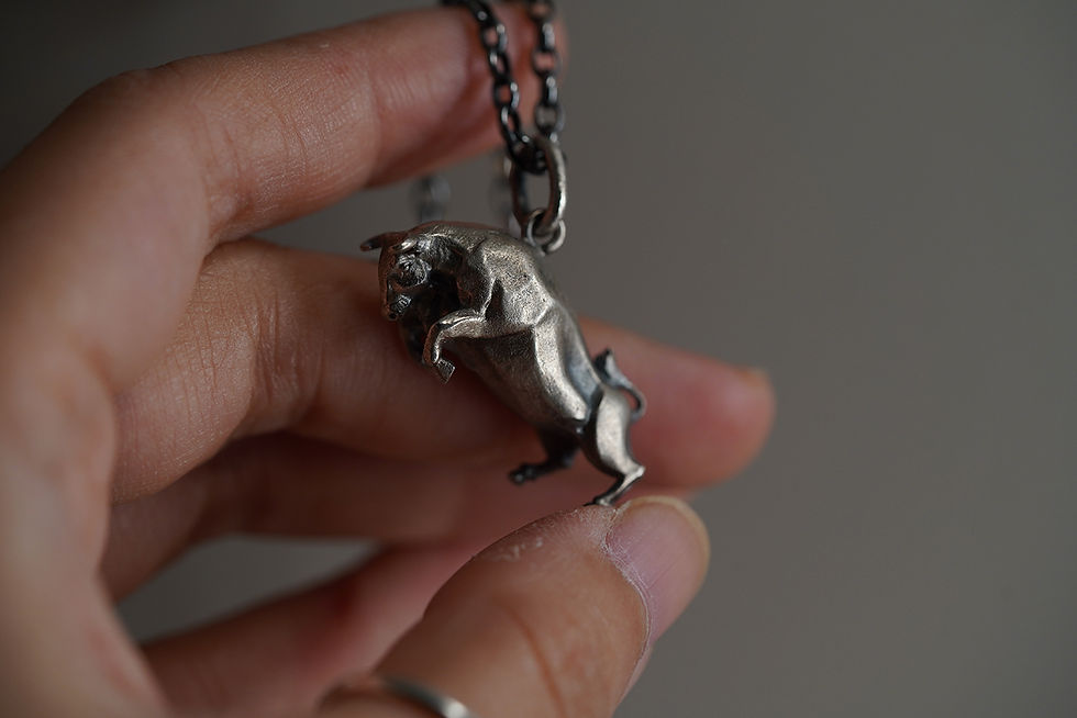 縮圖：MW P1168 925 Silver Bull Pendant (Chain is not included)