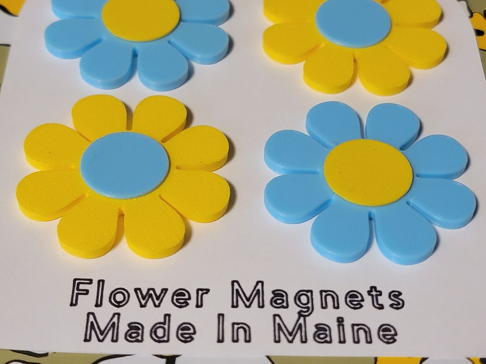 Thumbnail: Flower Power Retro Magnets - 2x Yellow 2x Blue - Vintage MCM - Nice!