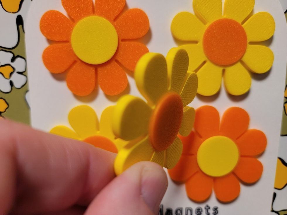 Thumbnail: Flower Power Retro Magnets - 2x Yellow 2x Orange - Vintage Retro MCM - NEW!
