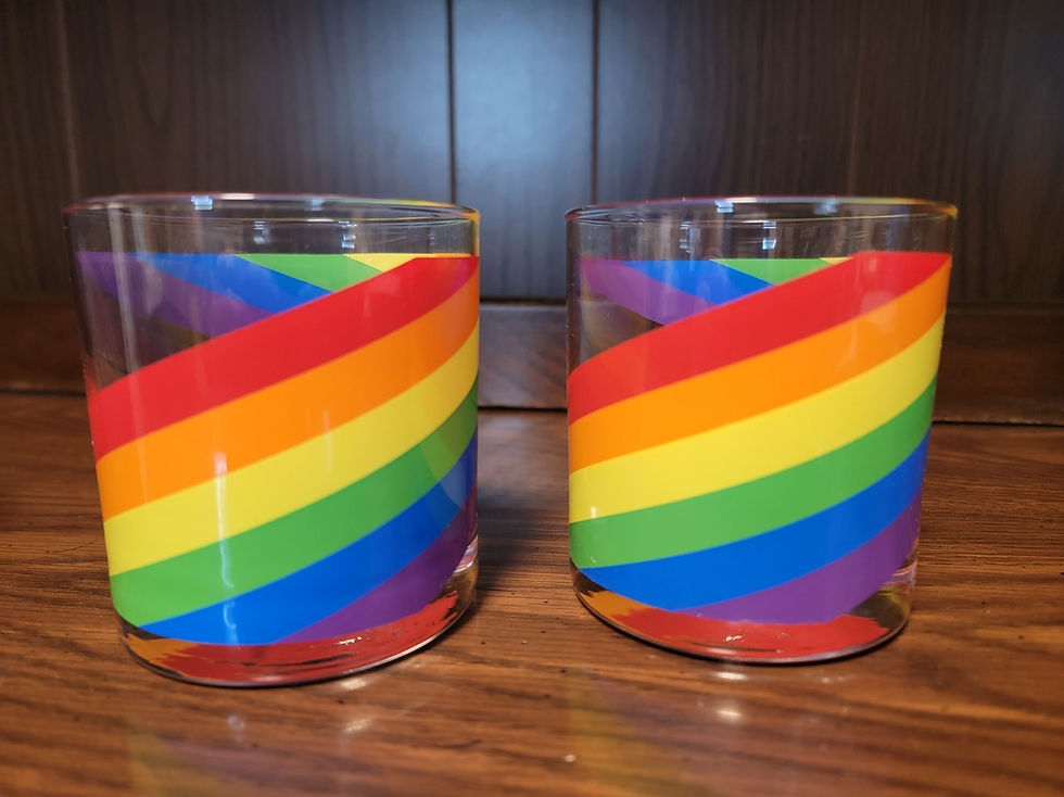 Thumbnail: Atomic Drinkware - Rainbow Twist - 2x Rocks Glasses - MCM Vintage Retro Designs!
