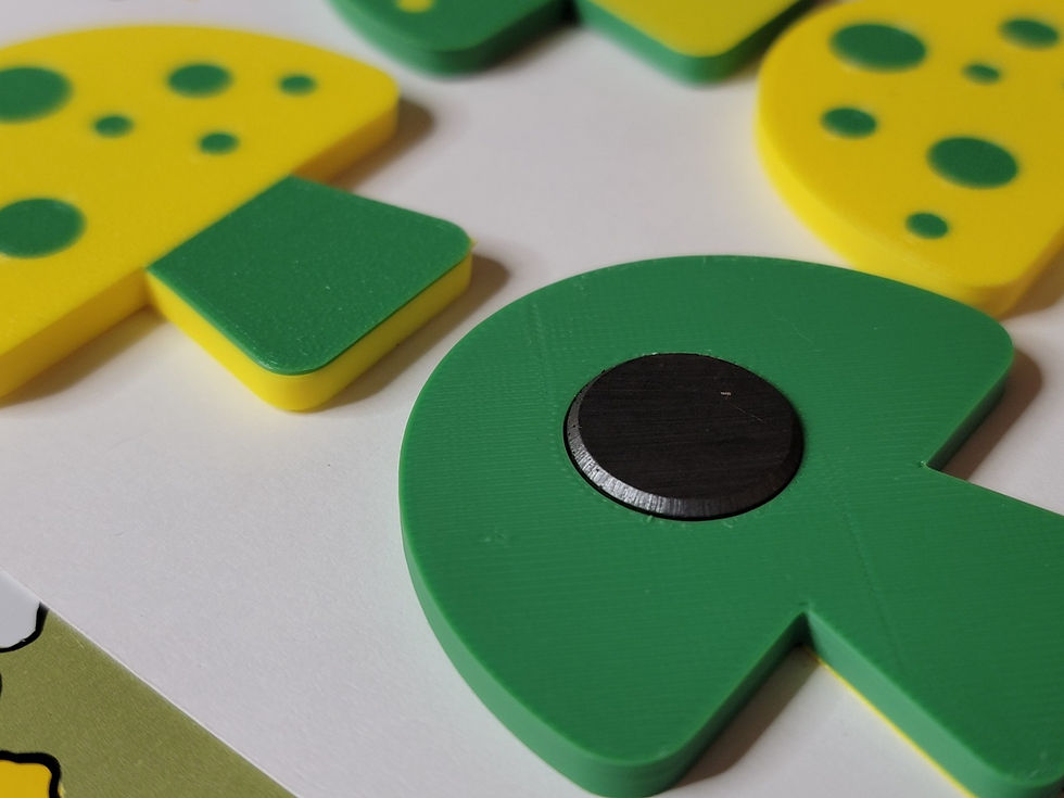 Thumbnail: Retro Mushroom Magnets - 2x Green 2x Yellow (4x Total) - Vintage MCM - NEW!