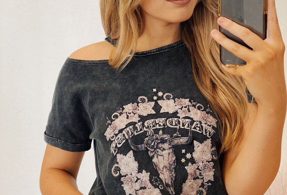 WANDERLUST VINTAGE TEE // CHARCOL