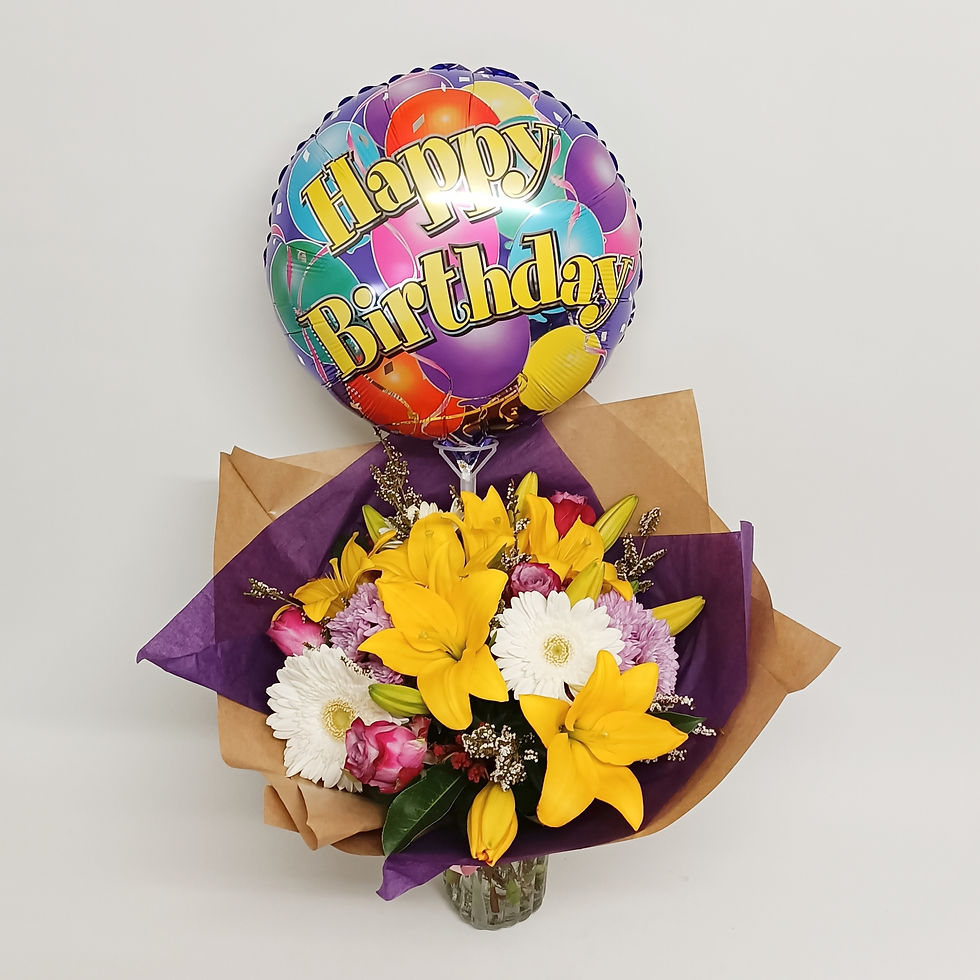 Thumbnail: Birthday Bouquet, Vase & Balloon