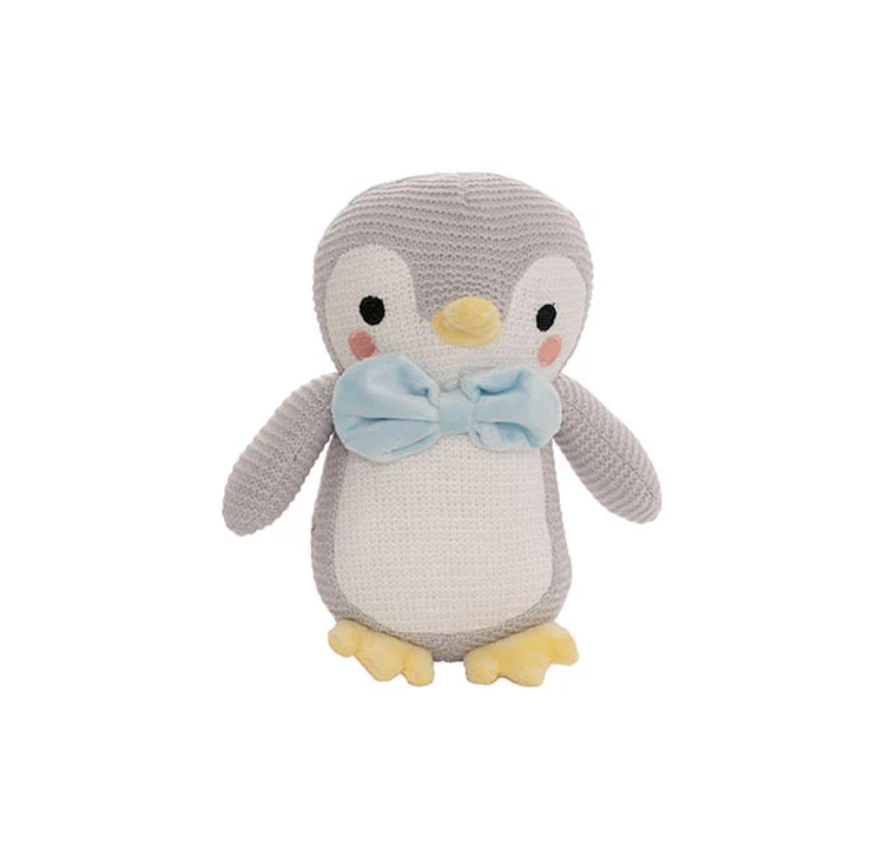 Penguin Peng Knitted Plush Soft Toy Grey 21cmHT