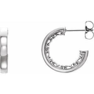 14K White Vintage-Inspired 16 mm Hoop Earrings