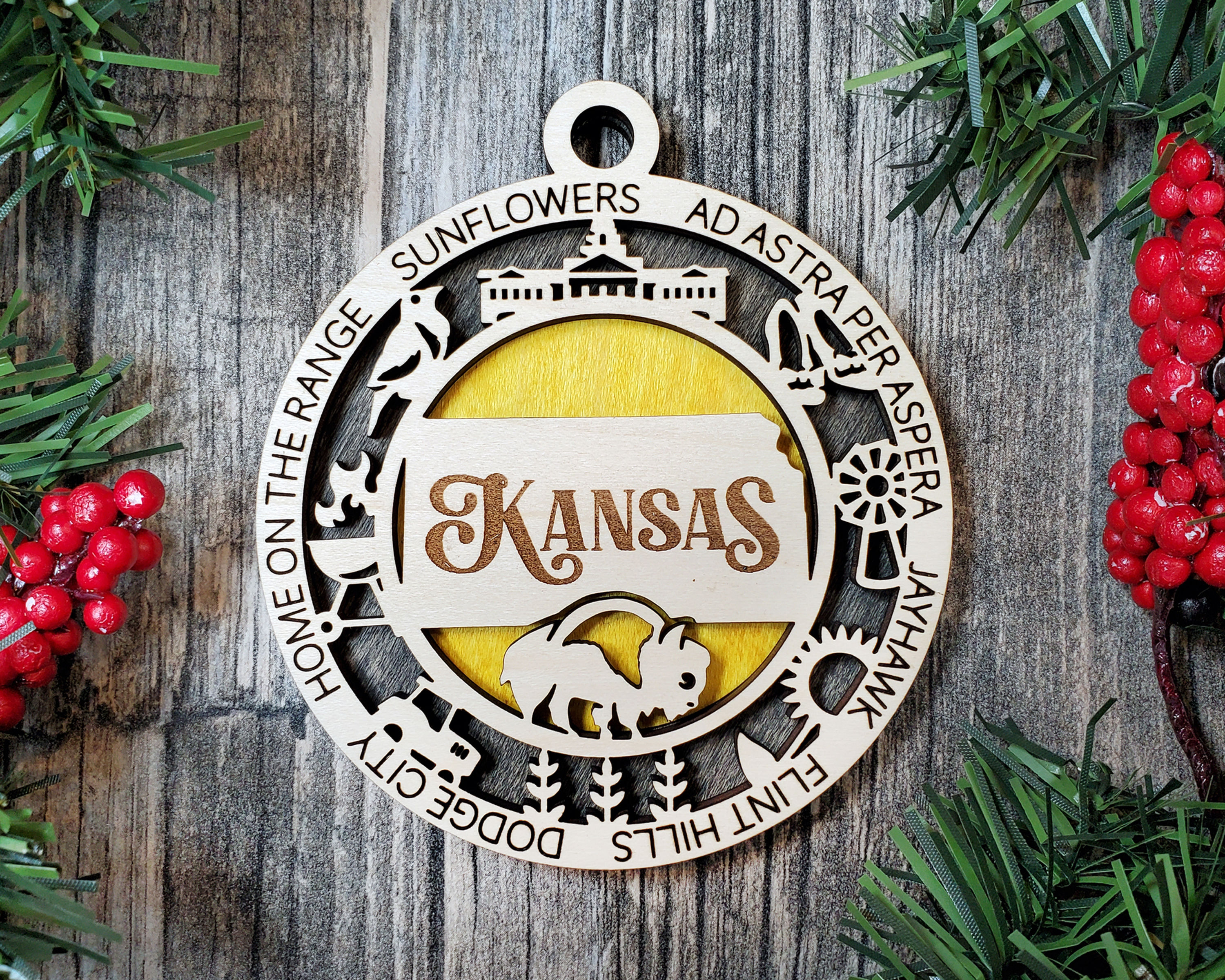 Kansas Round Ornament