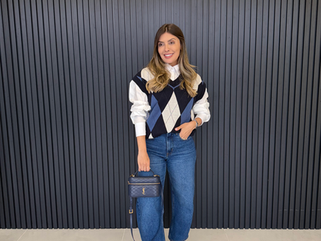 24.06.2026 Look Sueter Azul + Jeans - Mocassim