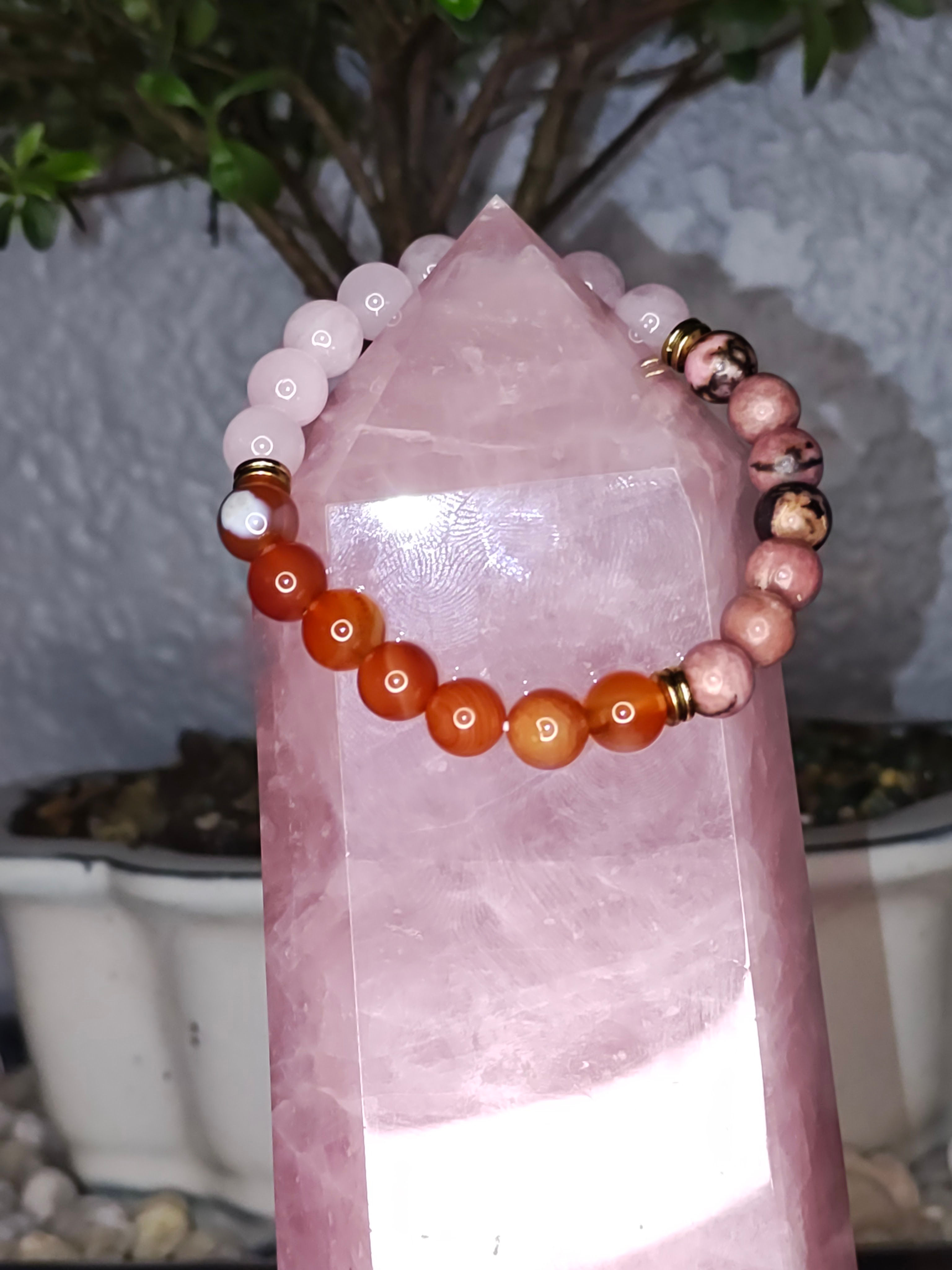 pink beaded crystal bracelet pink crystal tower