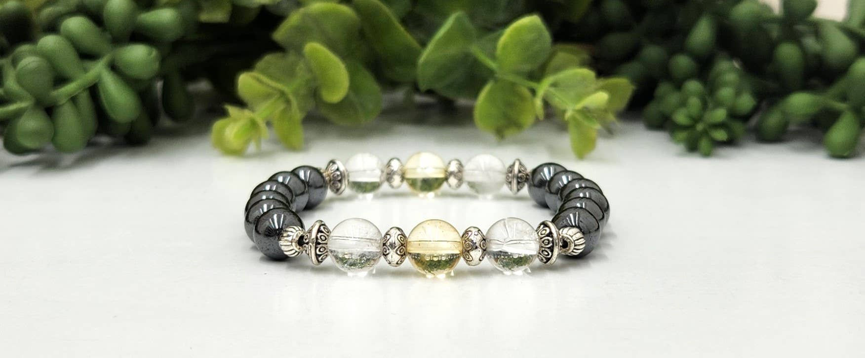 grey clear and hue color crystal bracelet