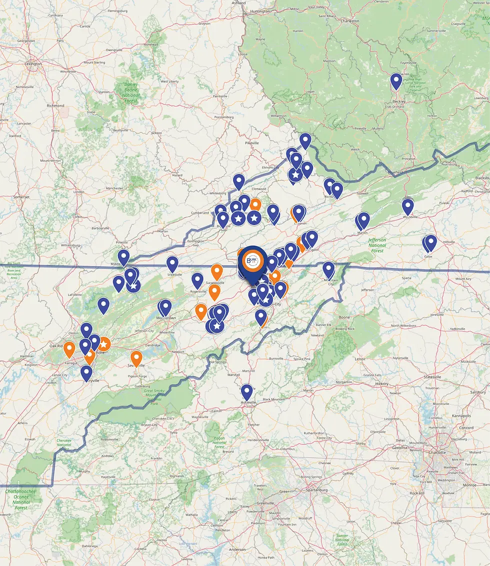 Map of Burk I.T.'s Client Locations