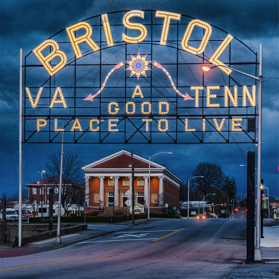 Famous sign in Bristol that displays "Bristol VA TENN A Good Place to Live"