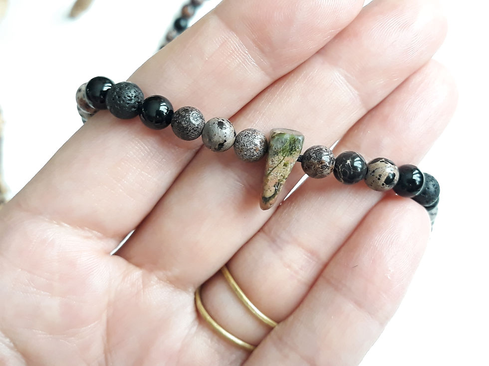 Miniatura: Choker męski "PERUN" - unakit, jaspis cesarski, lawa, onyks.