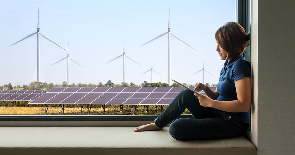 futuristic of green energy business to making electric from environtment solar cell and wi