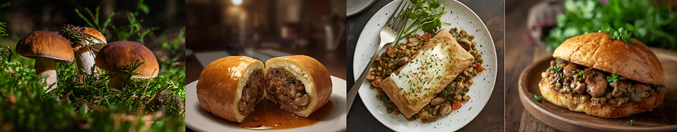 Lentil & Mushroom Wellington and Vegan Gravy