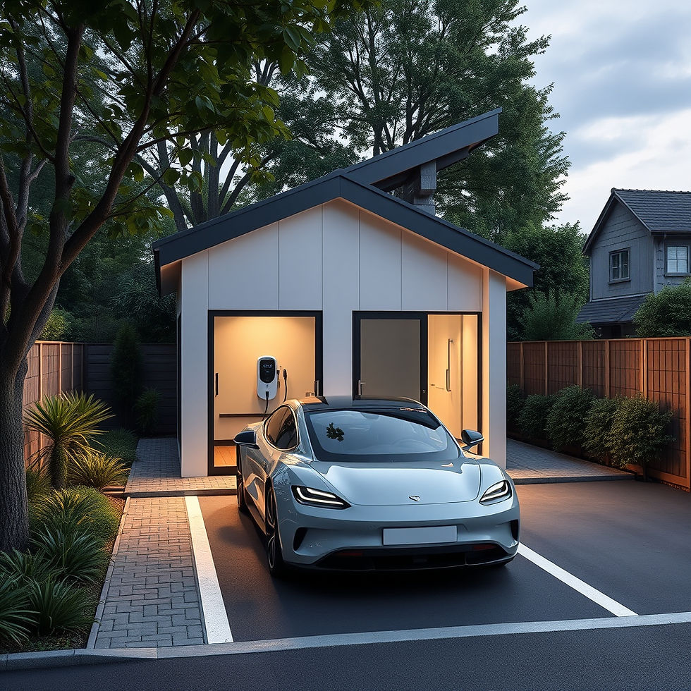 create a modern house with parking an small home simplae EV charger with car park.jpg