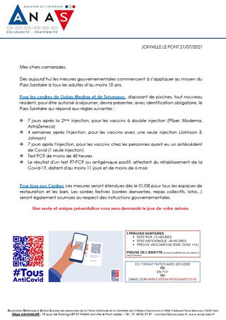 MESURES SANITAIRES A SUIVRE DANS NOS CENTRES DE VACANCES