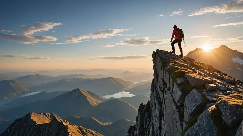 Image of a person climbing a mountain, symbolizing the journey towards success