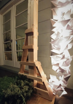PAPER BOATS LAMP AND WOOD STRUCTURE