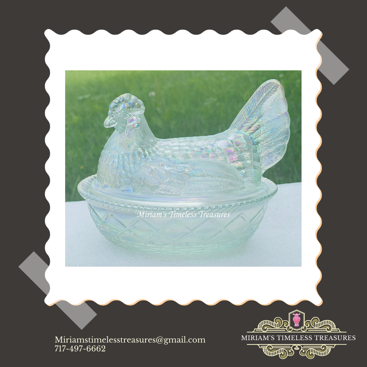 Green Mystic Carnival 7" Hen on Nest Mosser Mistake Color