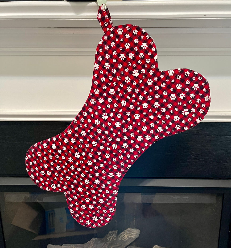 PLAID & PAWS CHRISTMAS BONE STOCKING