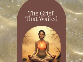 A woman in stillness with lungs glowing representing grief