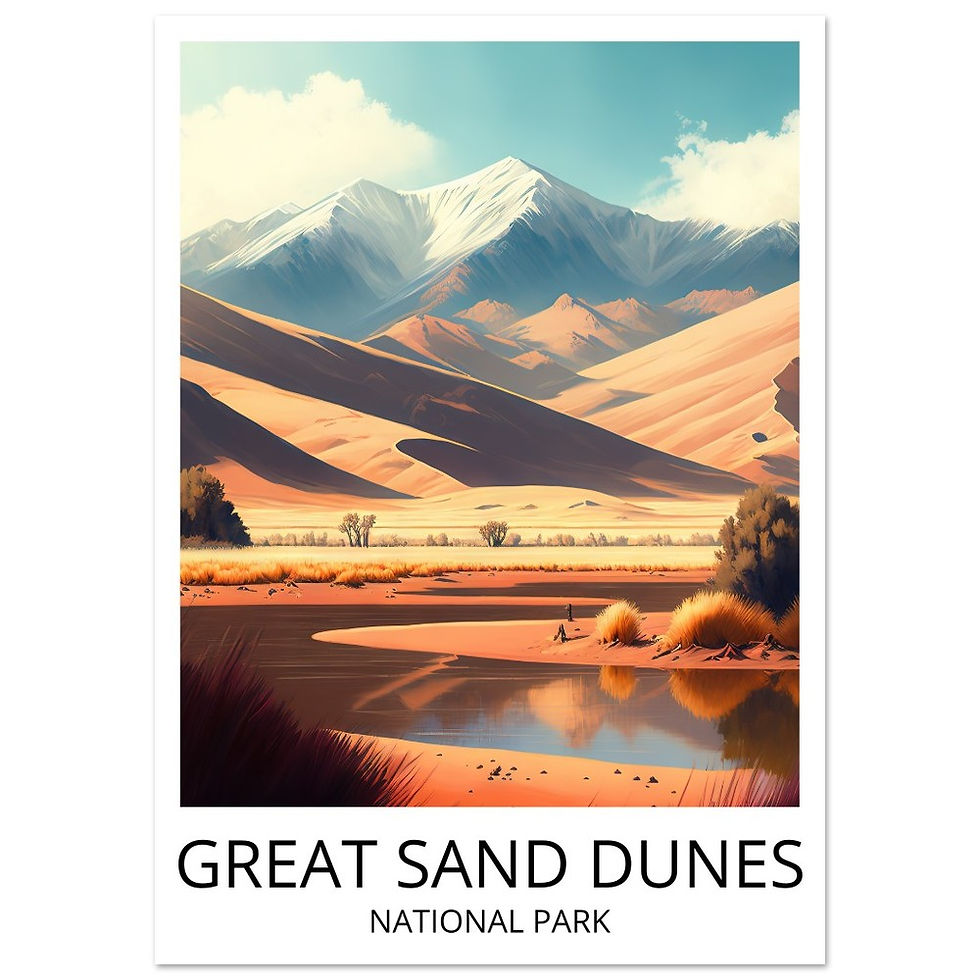 Thumbnail: Great Sand Dunes National Park Poster - USA National Parks Travel Art Poster
