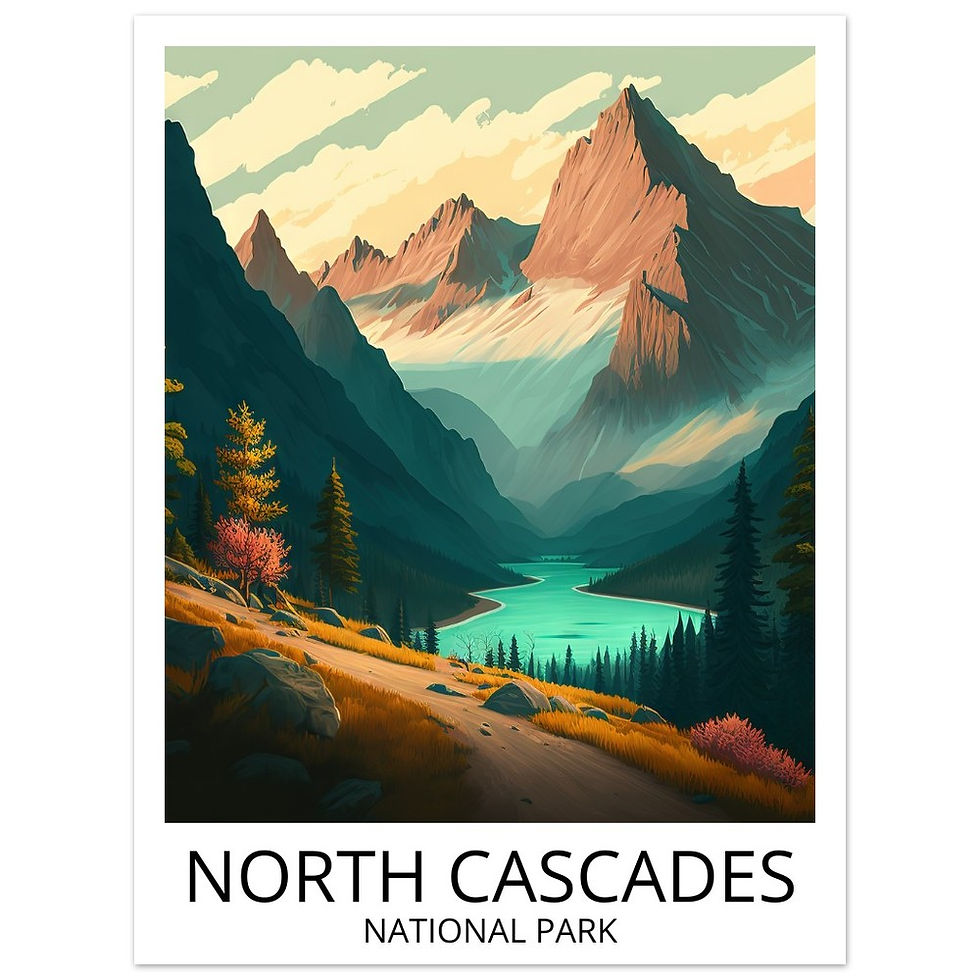 North Cascades National Park Poster - USA National Parks Travel Art Poster
