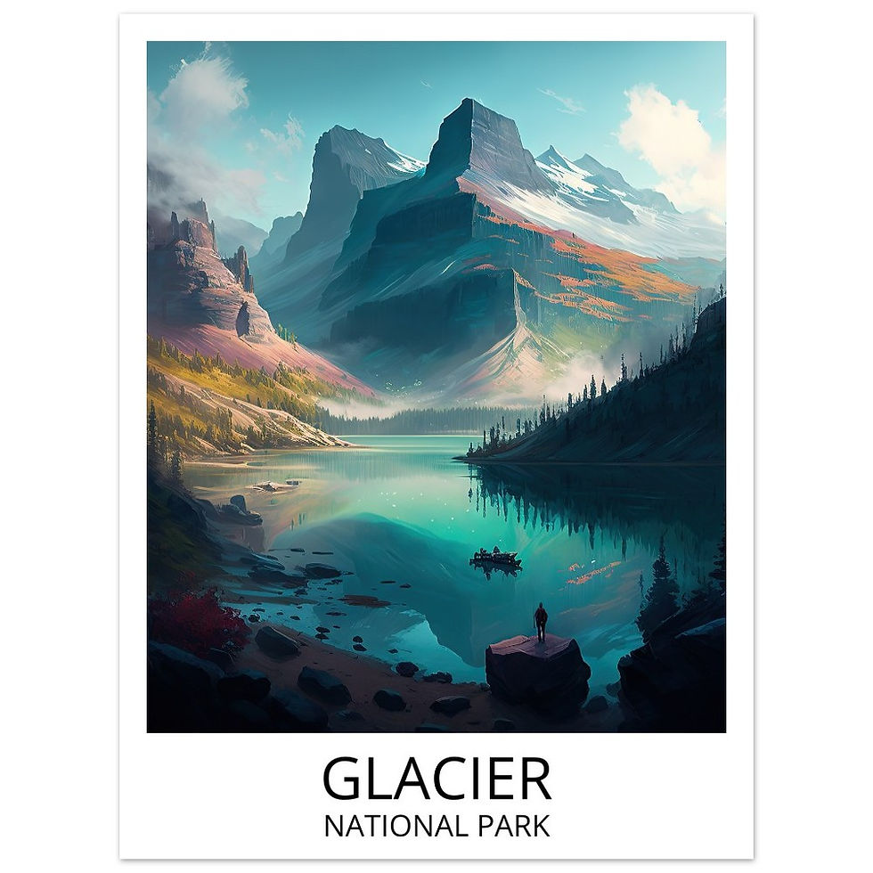 Thumbnail: Glacier National Park Poster - USA National Parks Travel Art Poster